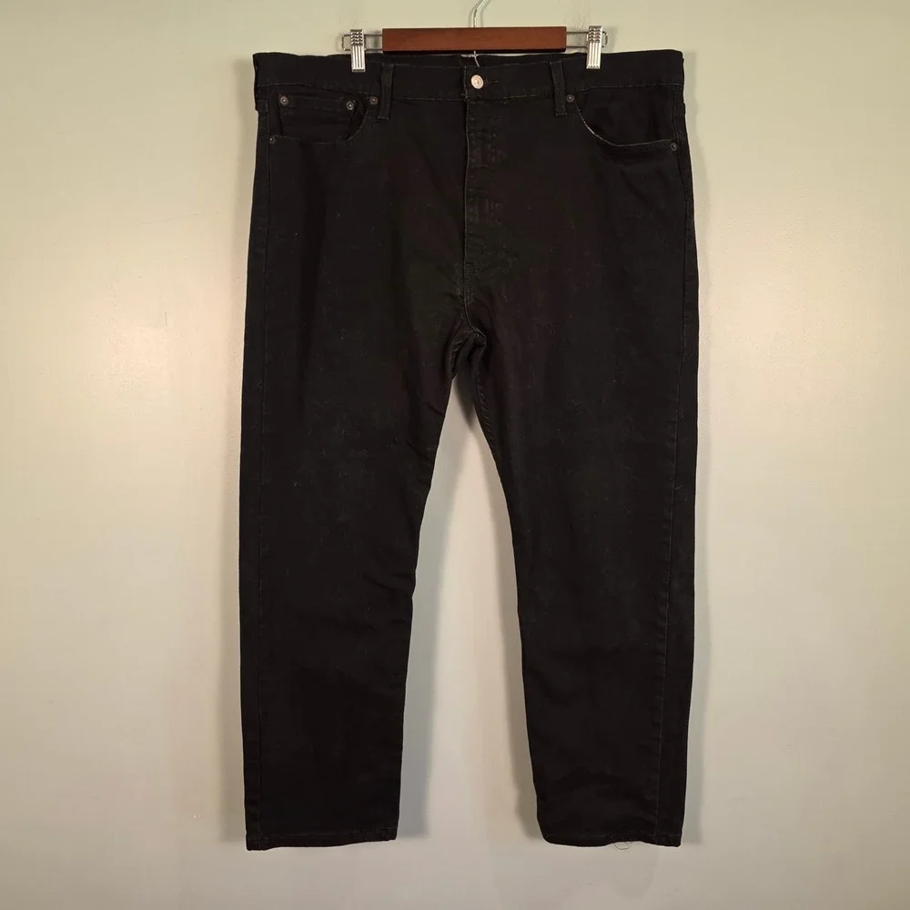 Levis 502 Taper Fit Jeans Mens 42x30 Black Denim Pants A69250-4996